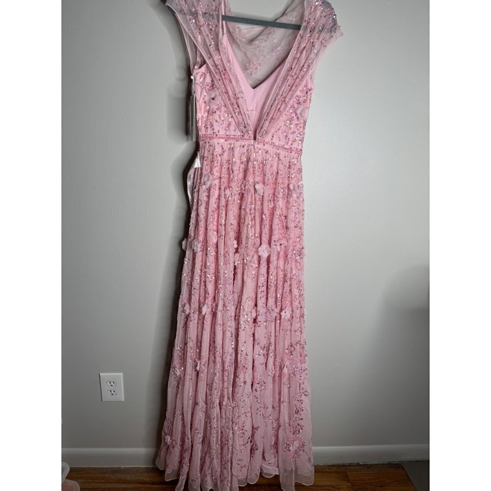 Mac Duggal 93685 Candy Pink Sheer Embroidered Sequin Embellished Dress Sz 2 NEW - Picture 8 of 9